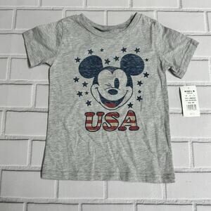 Disney's Mickey Mouse Short Sleeve USA T-Shirt Toddler Boys Size 24 Months Gray